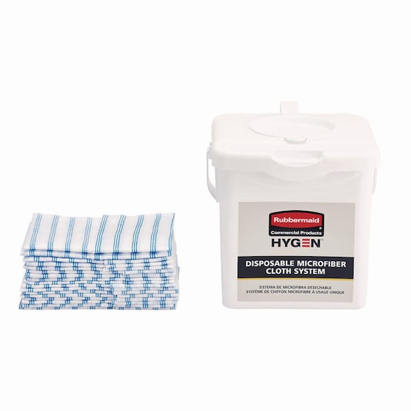 Disposable Microfiber Cleaning Cloths, Blue/White, 12 X 12, PK600